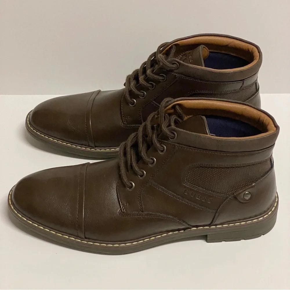 NEW Guess Men’s Dane Chukka Boot Brown Lace Up Cap Toe 7.5